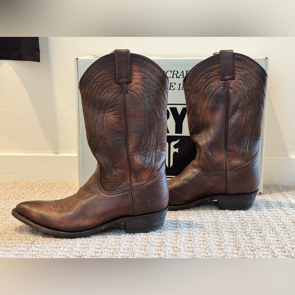 Frye Brown Leather Cowboy Boots